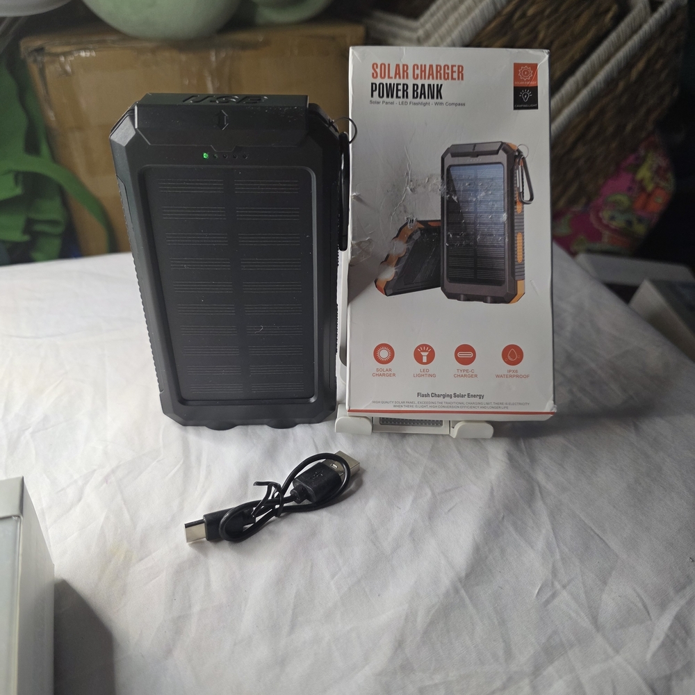 Brand New Open Box -27,000mAh Solar Charger Power Bank - Black